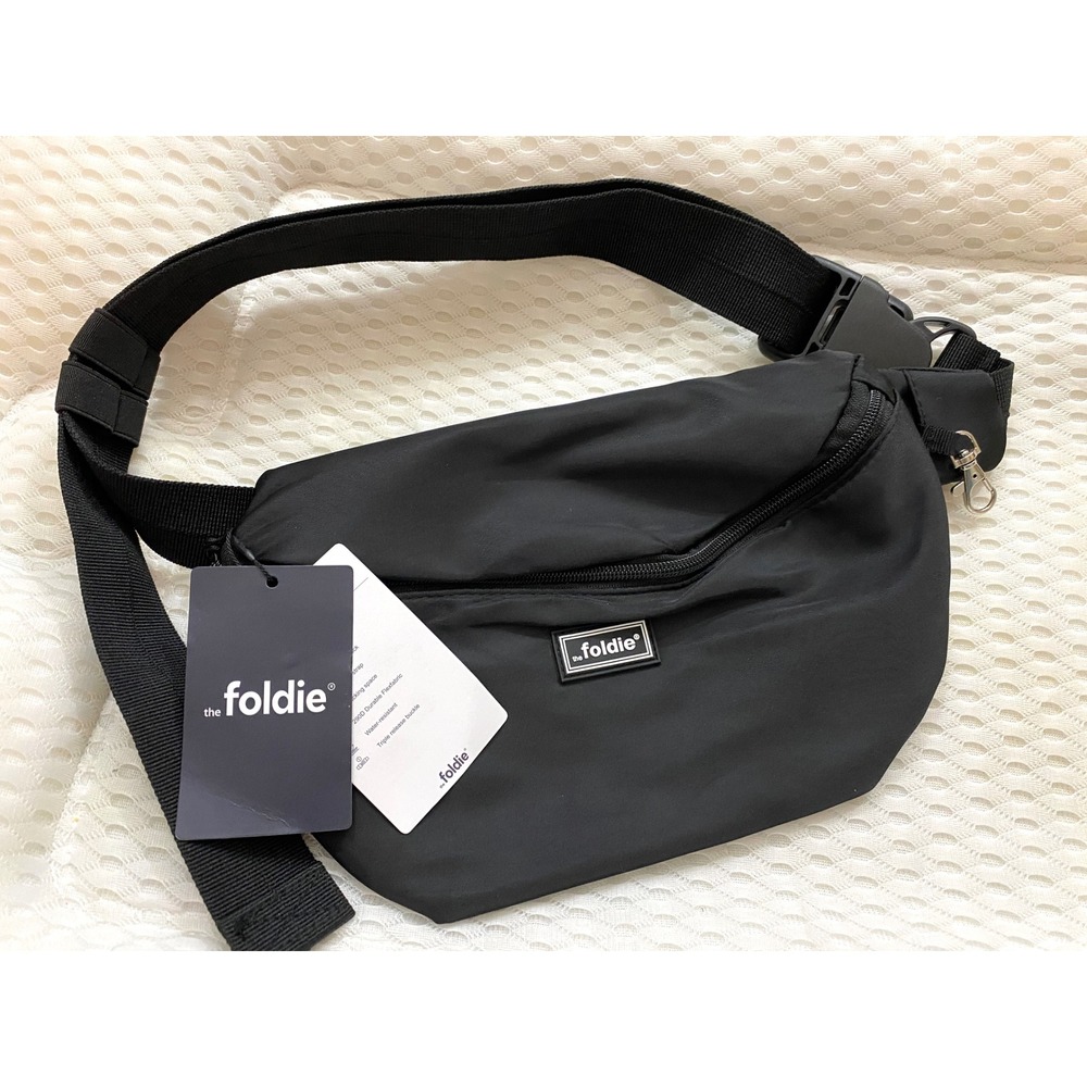 The Foldie Belt Bag Black Water Resistant Crossbody Fanny Pack NWT